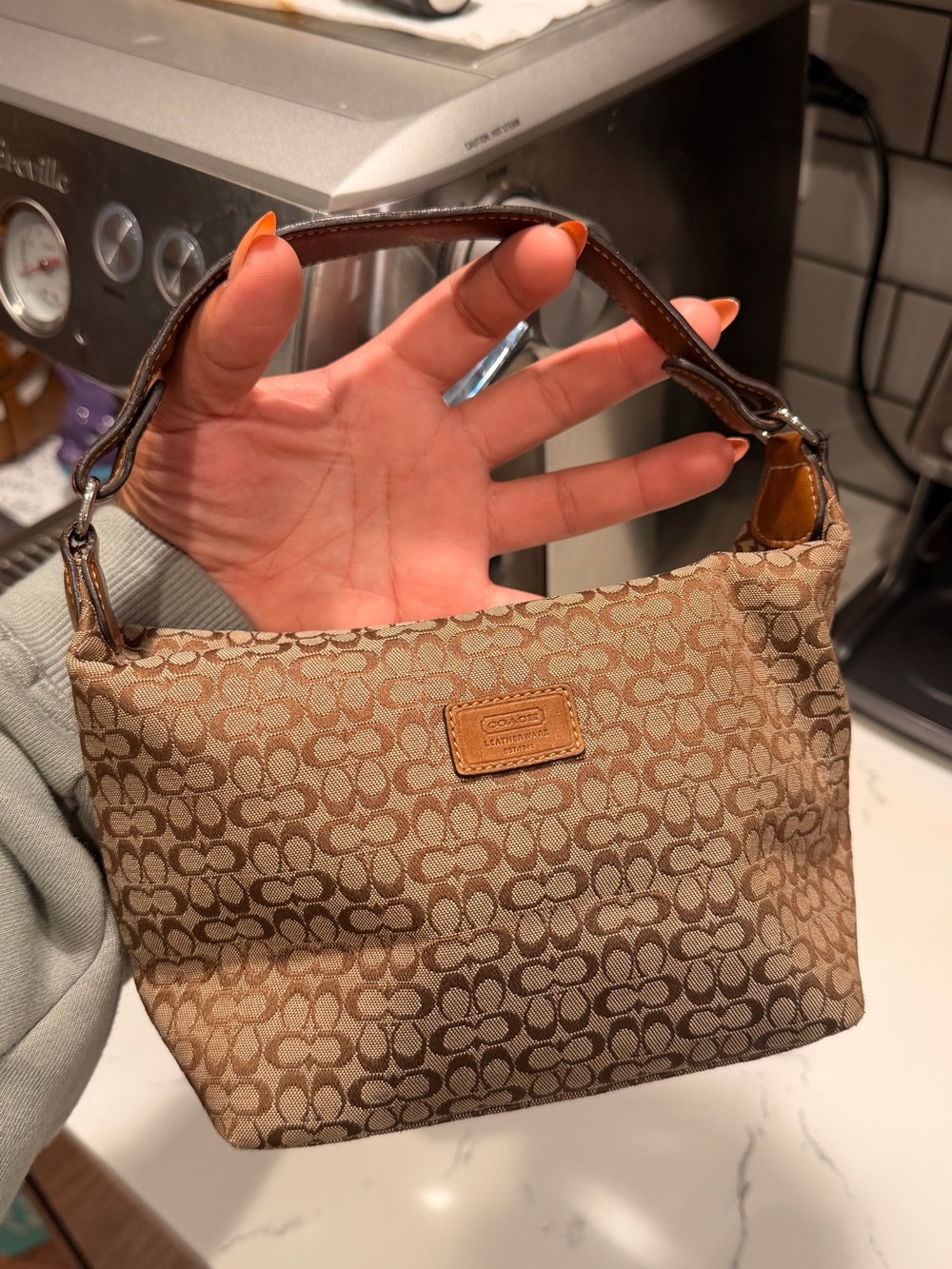 Coach Mini Bag in Brown Signature Canvas and Leather